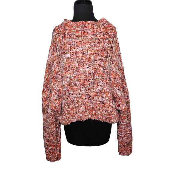 Free People Sweaters - FREE PEOPLE Confetti Sweater Chunky Knit Mock Neck Cropped Large